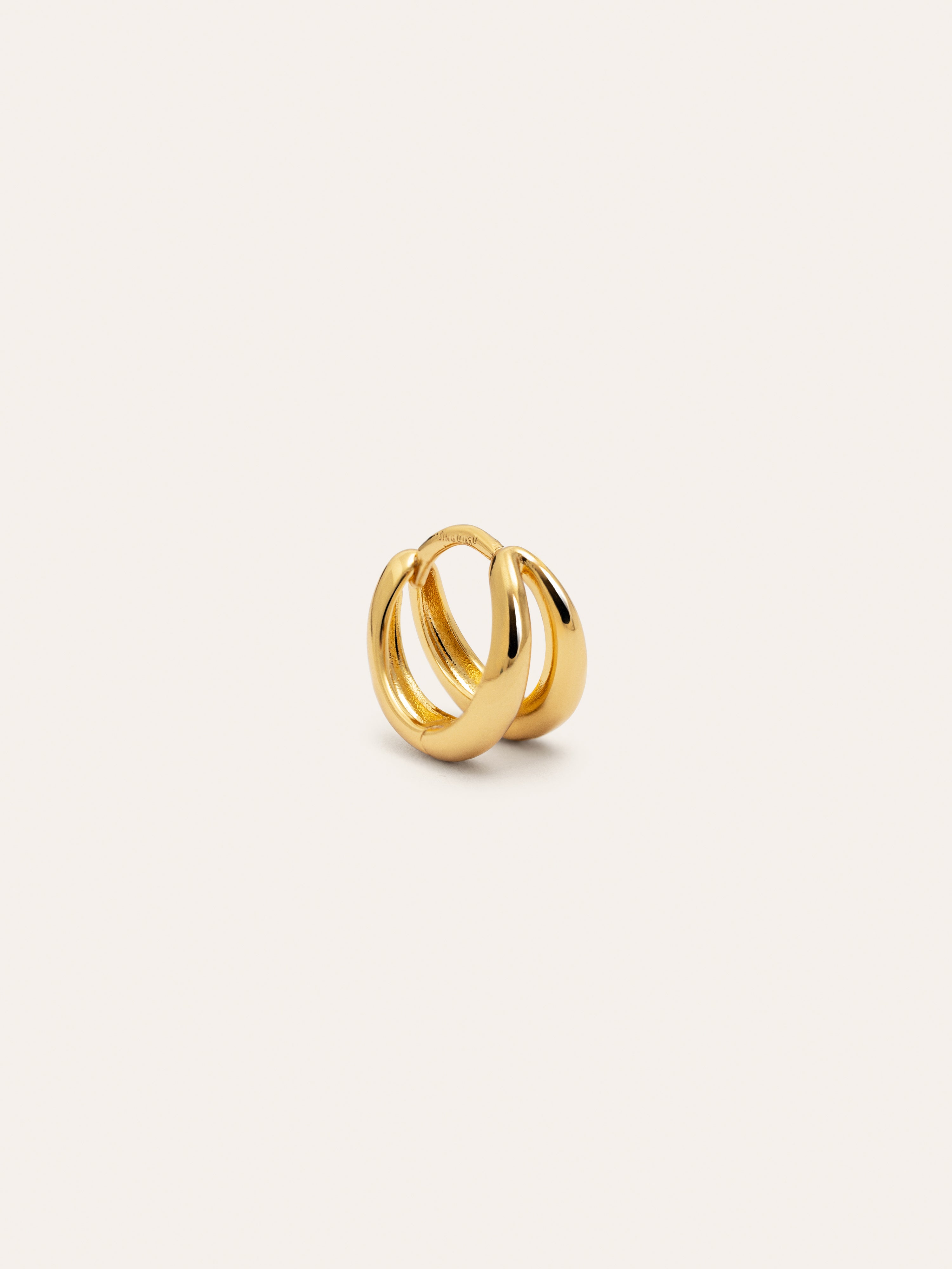 SINGULARU - Boucle d'Oreille Double Loop. Laiton avec Plaqué or 18
