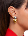 Pendiente Suelto Ear Cuff Cross Plata Baño Oro