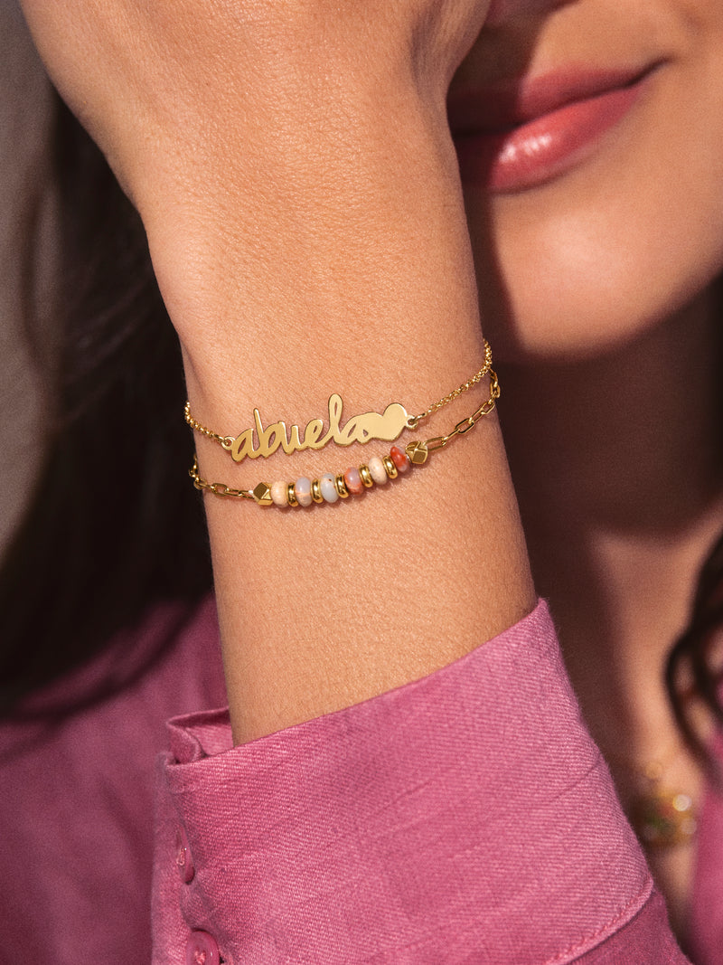 Abuela Heart Armband Silber, vergoldet