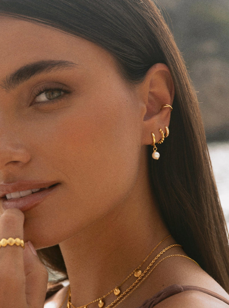 Aretes Pearl Plata Baño Oro