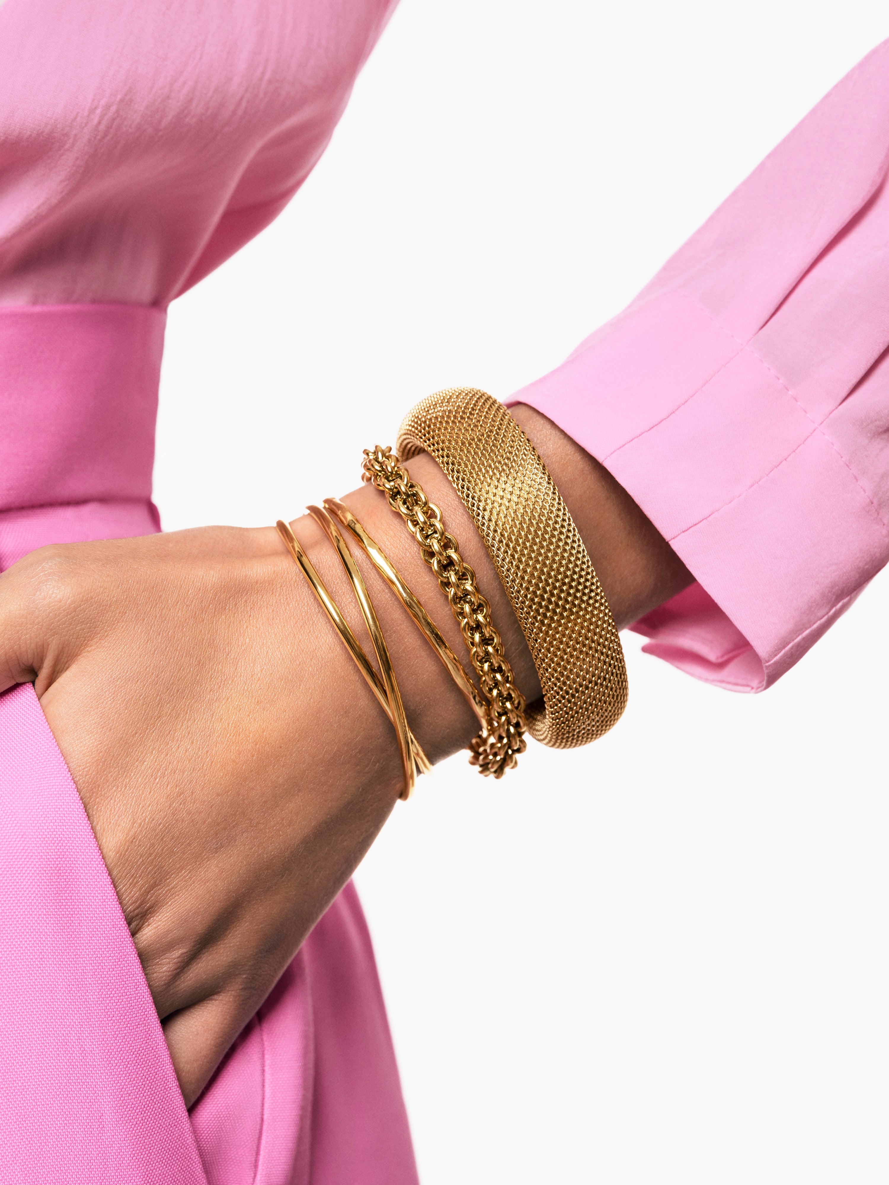 Cross Stainless Steel Gold Bracelet