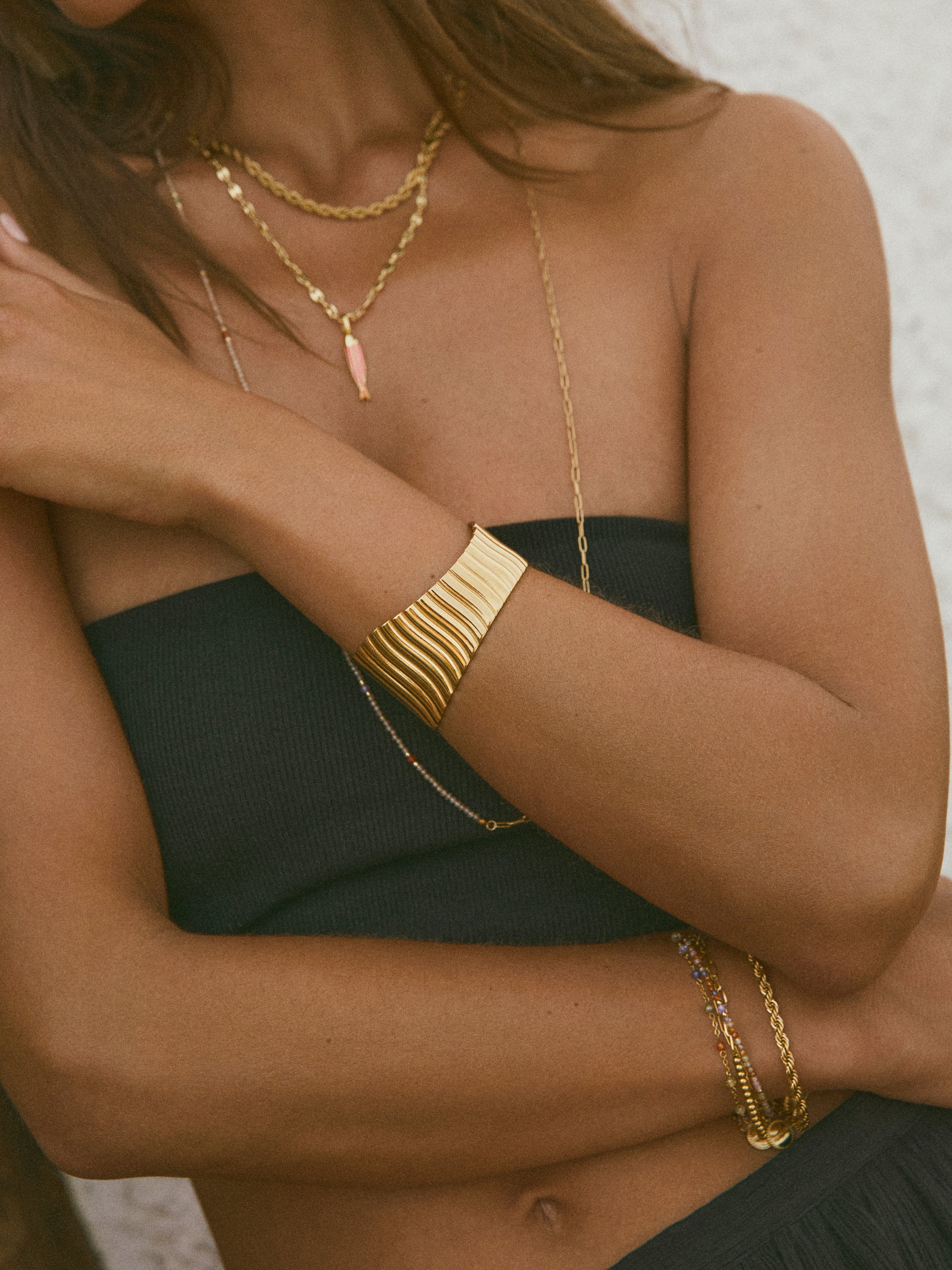 Brazalete Cordelia Acero Baño Oro