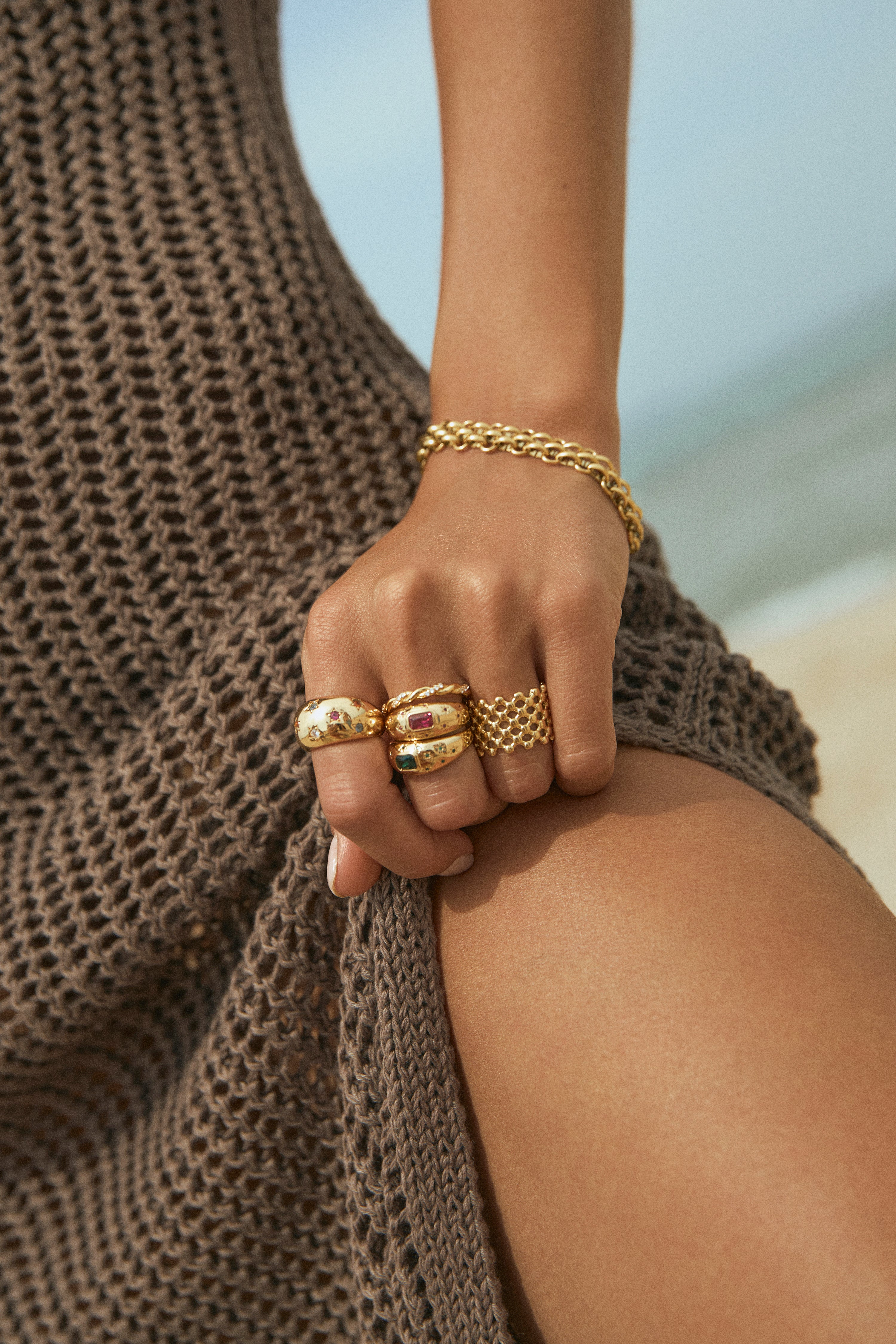 Charlotte Smaragd Ring, vergoldet