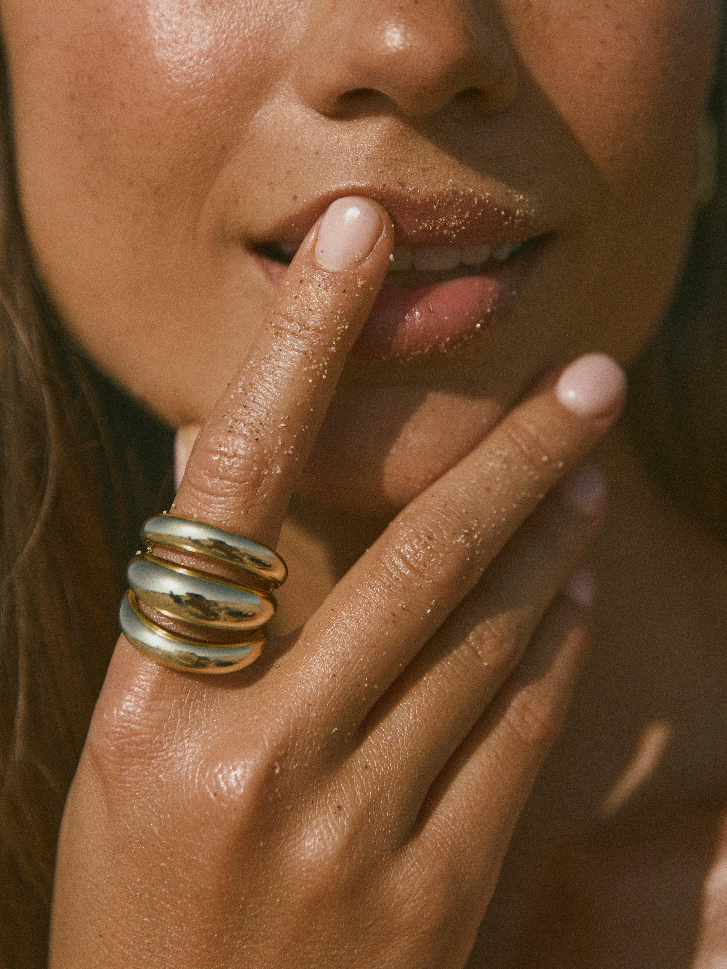 Anillo Dune Aire Acero Baño Oro