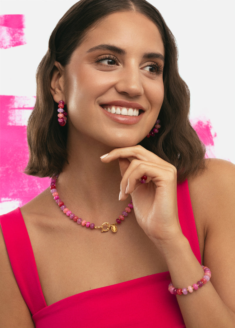 Brincos Rosé Stones Aço Banho de Ouro