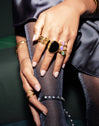 Bague Ibiza Black Acier Plaqué Or