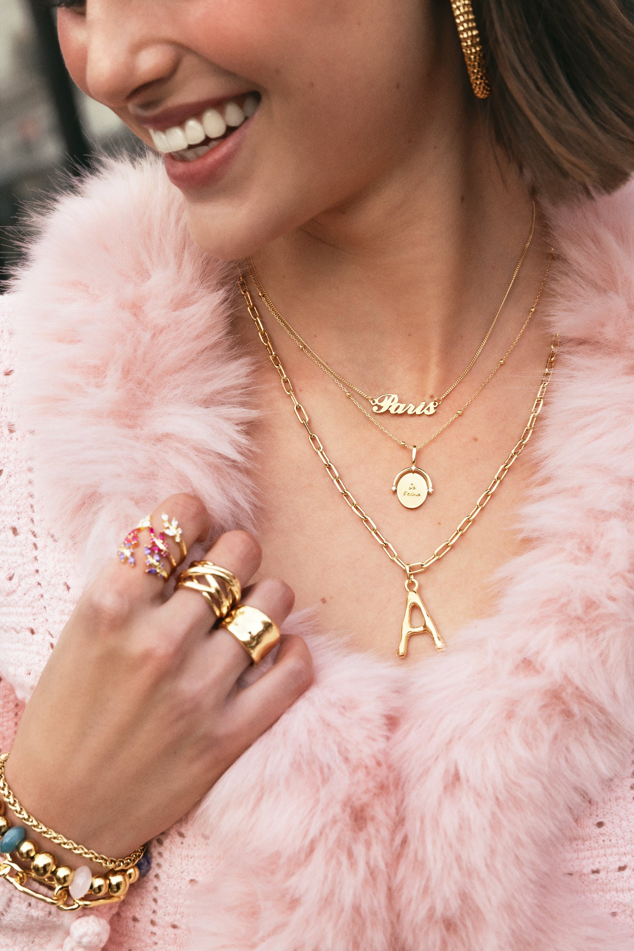 Collar Personalizado Carrie Plata Baño Oro