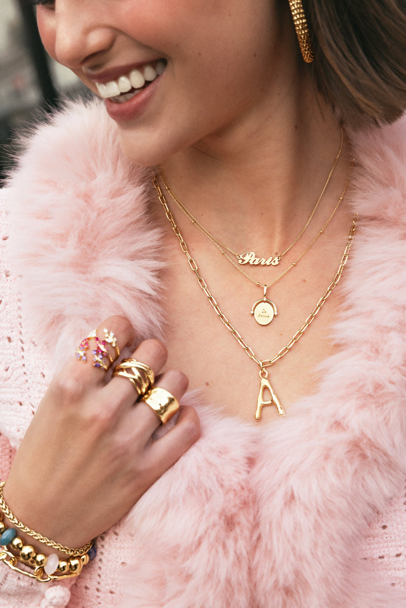 Collier Personnalisé Carrie Argent Plaqué Or