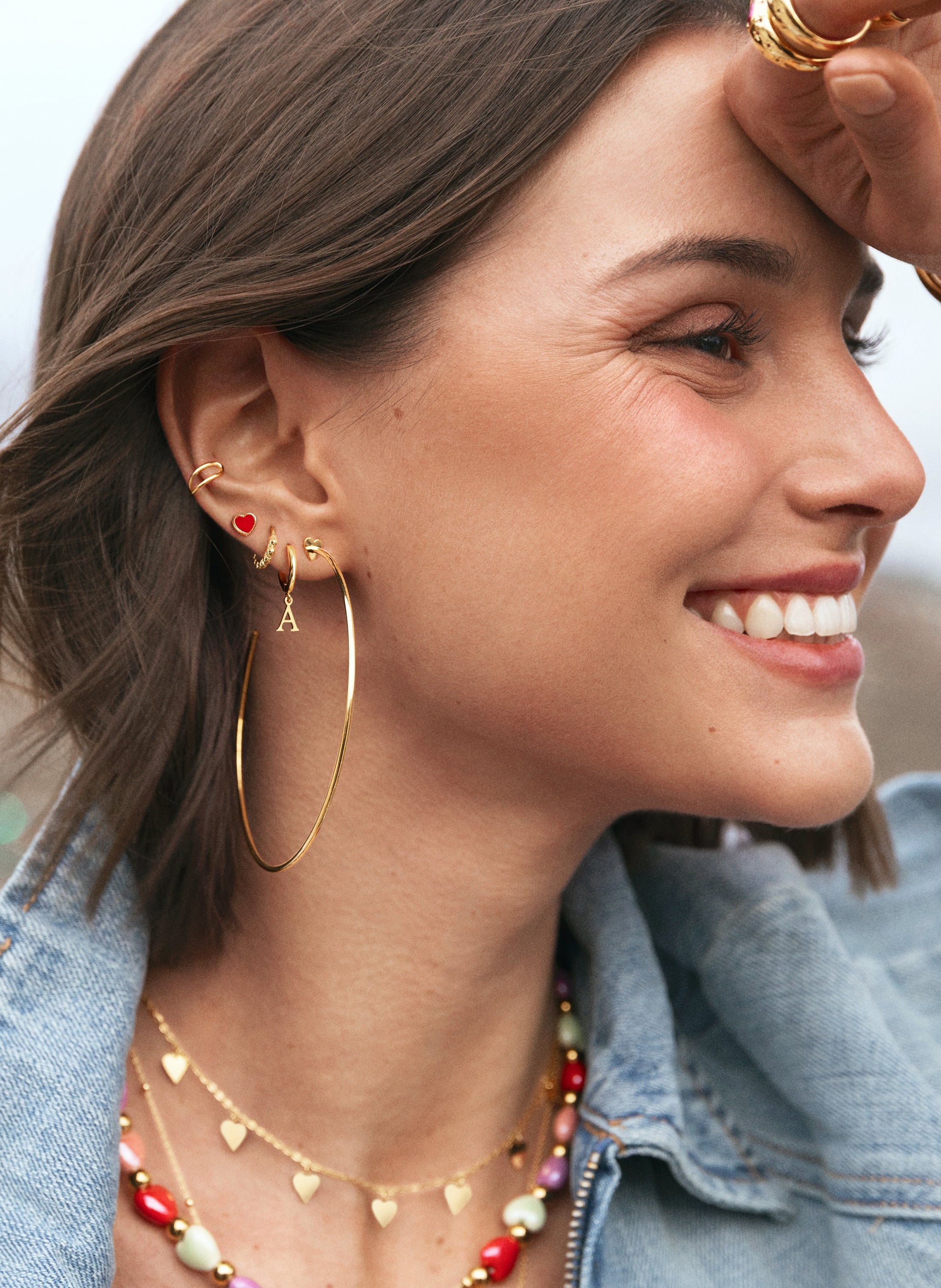 Heart Red Enamel Gold Single Earring