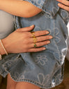 Agate Clover Stone Gold Ring
