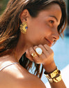 Pendientes Sunbeam Azul Acero Baño Oro