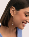 Brincos Arch Bean Pearl Prata Banho de Ouro