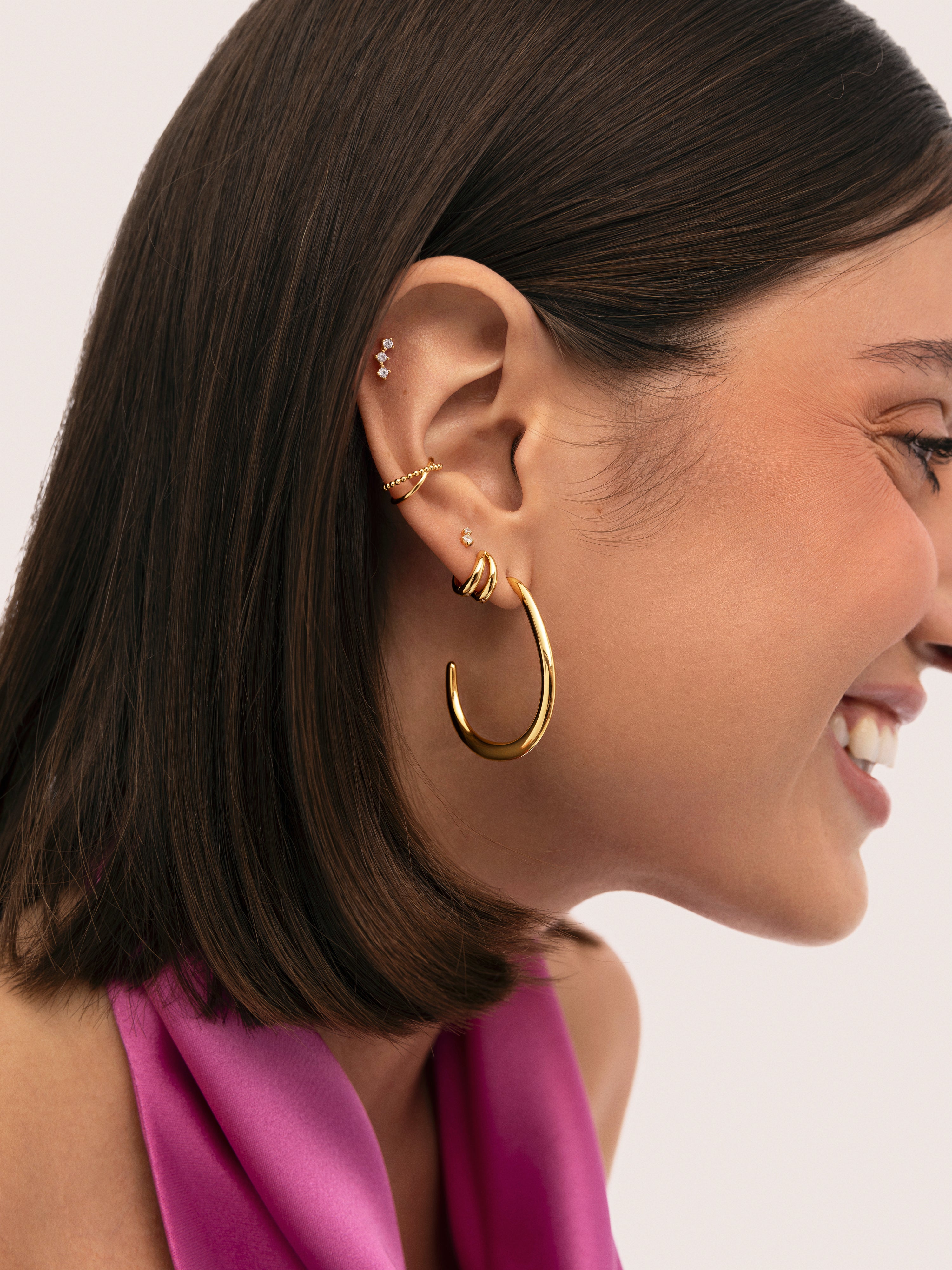 Ear Cuff Nina Einzelner Ohrring Silber, vergoldet 