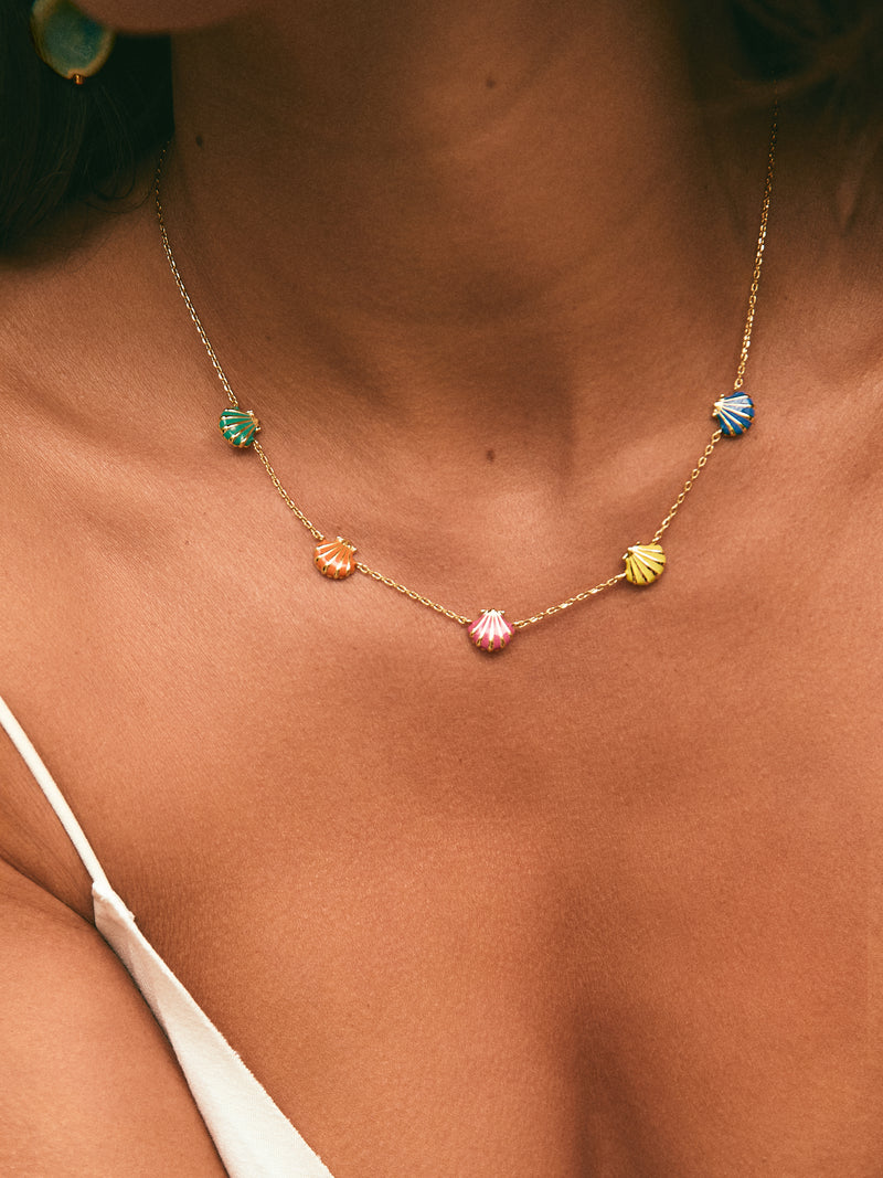 Collier Coquillages Émaillé Plaqué Or