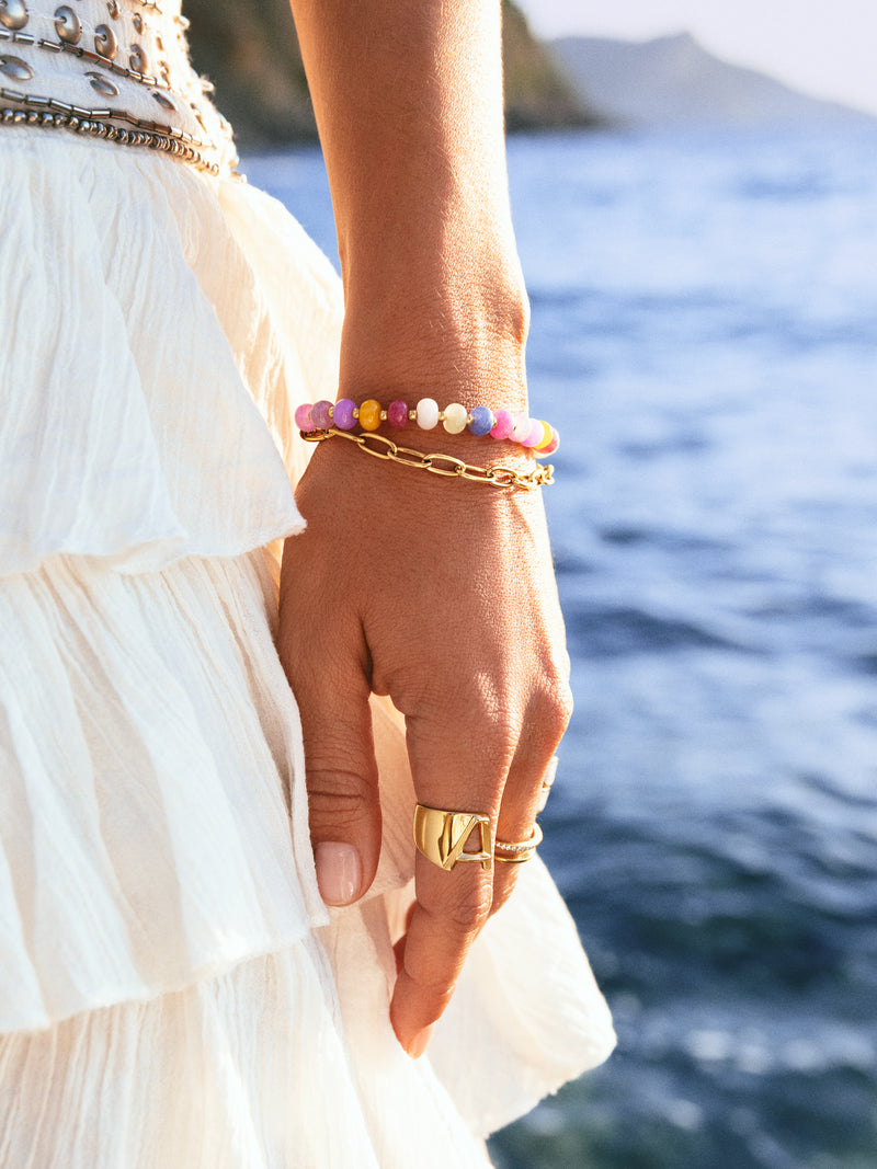 Pulseira Bali Chic Stones Aço Banhada a Ouro