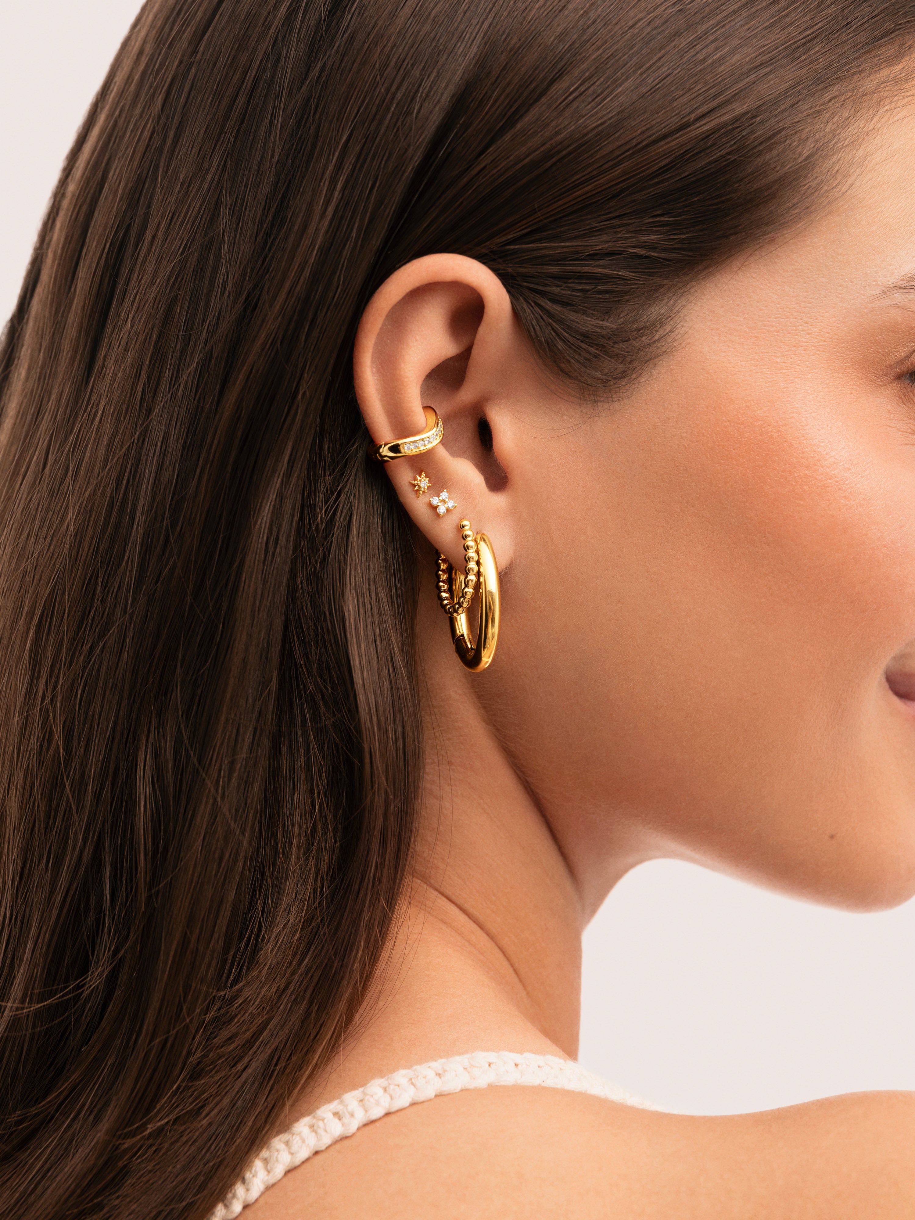 Pendiente Suelto Ear Cuff Hailey Baño Oro