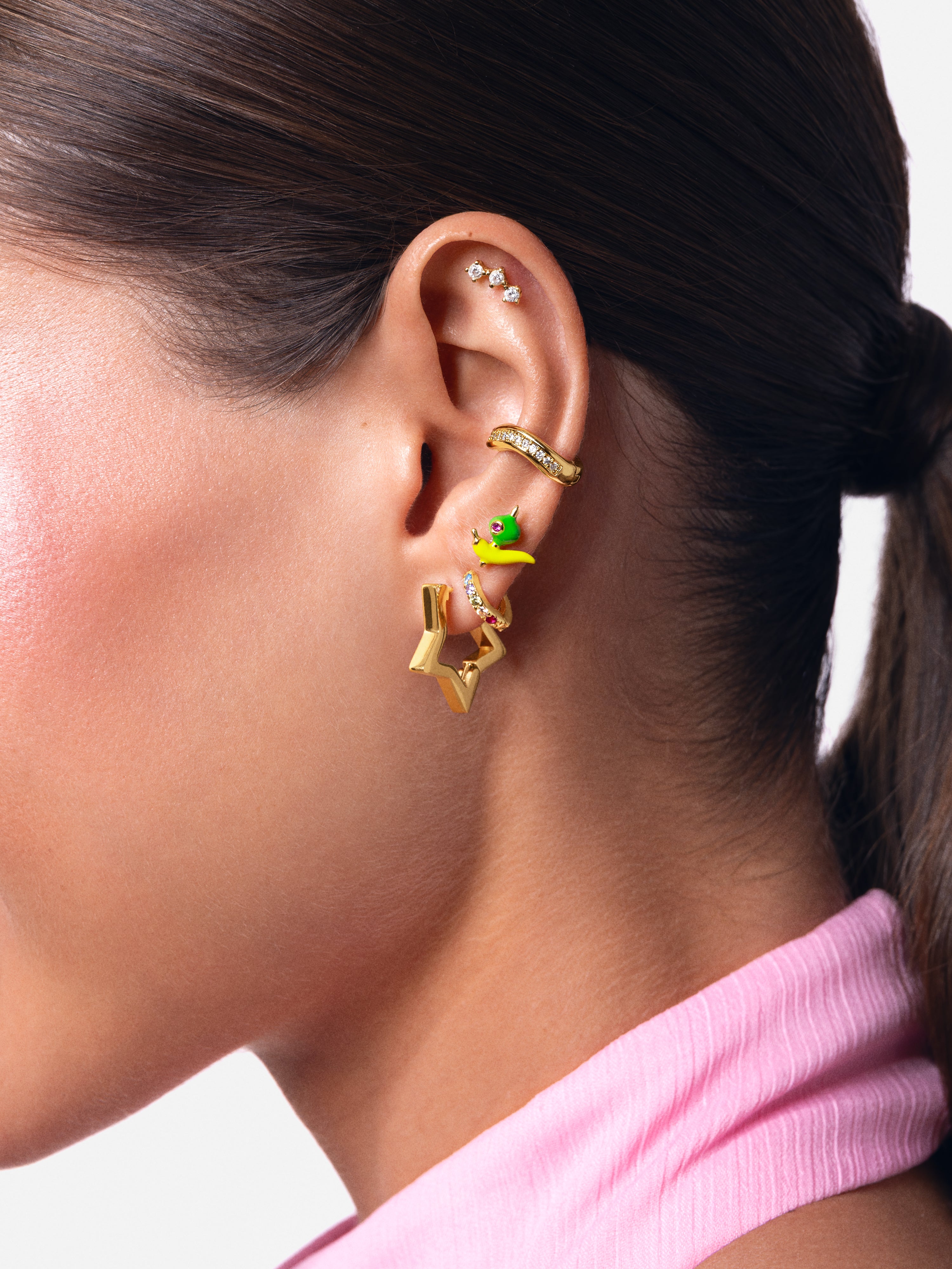Pendientes Superstar Acero Baño Oro