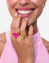 Anillo Personalizado Signet Letter Colors Baño Oro