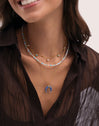 Collar Mini Moon Azul Acero Baño Oro