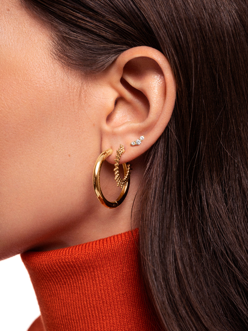 Aretes Pebbles Sun Baño Oro
