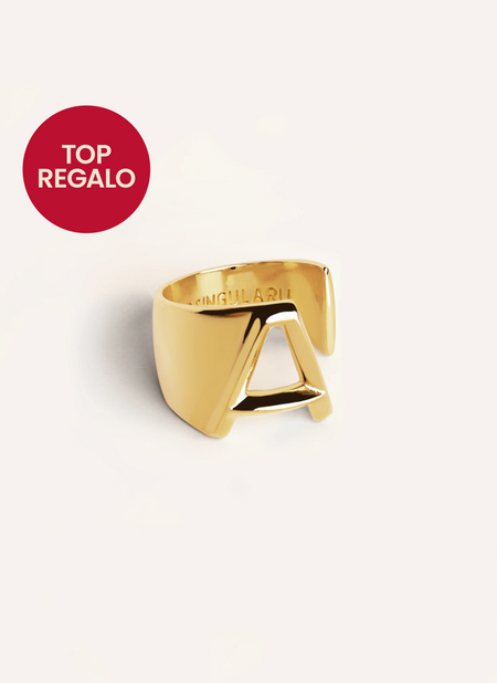 Anillo Personalizado Letter Signet Baño Oro