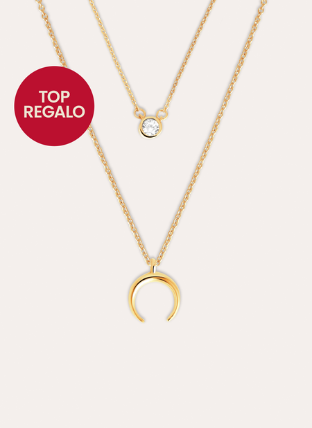 Diamond + Mini Moonset 2 Gold Necklaces Pack