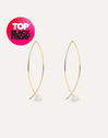 Arch Bean Pearl Gold Earrings 