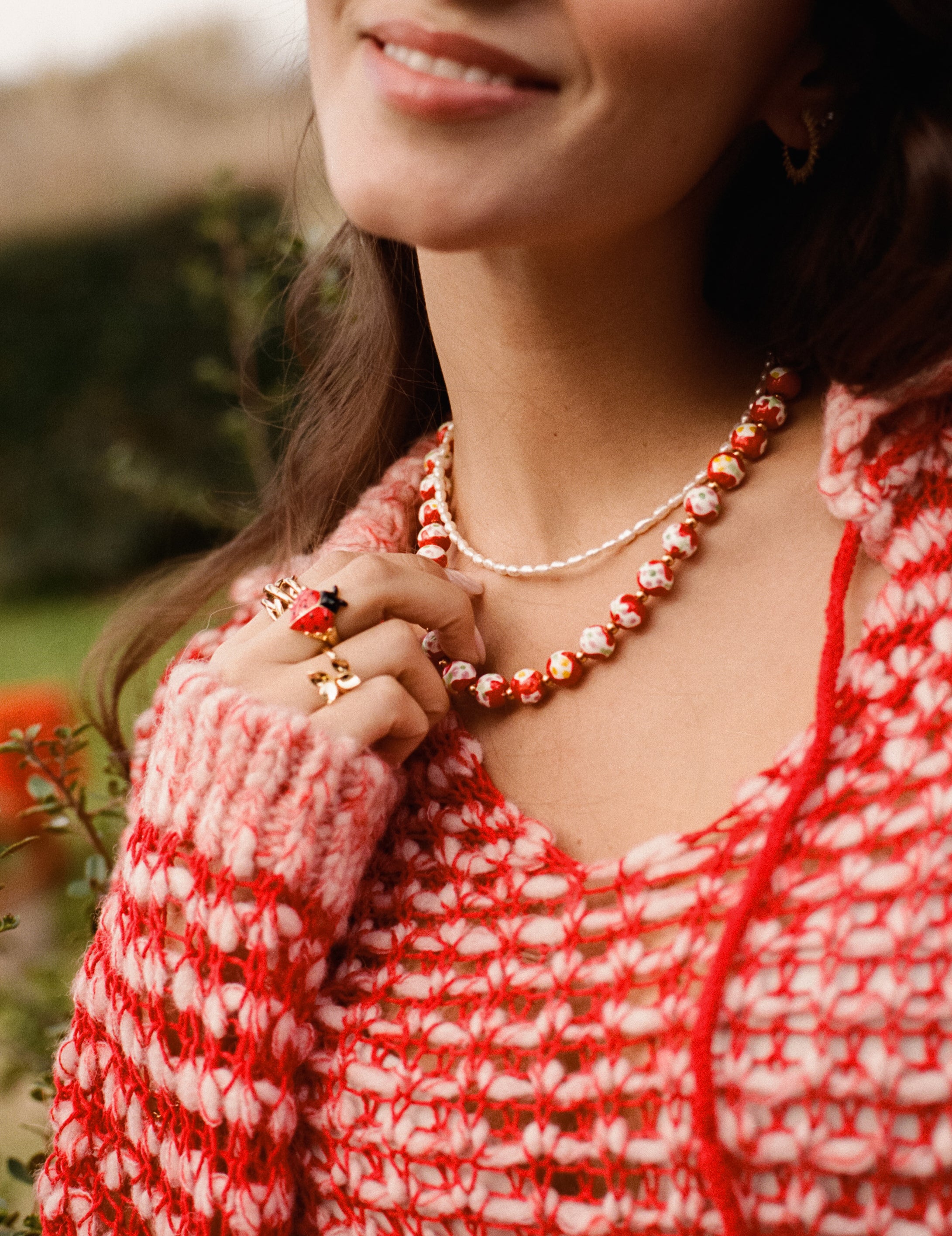 Carmesí Halskette Edelstahl vergoldet