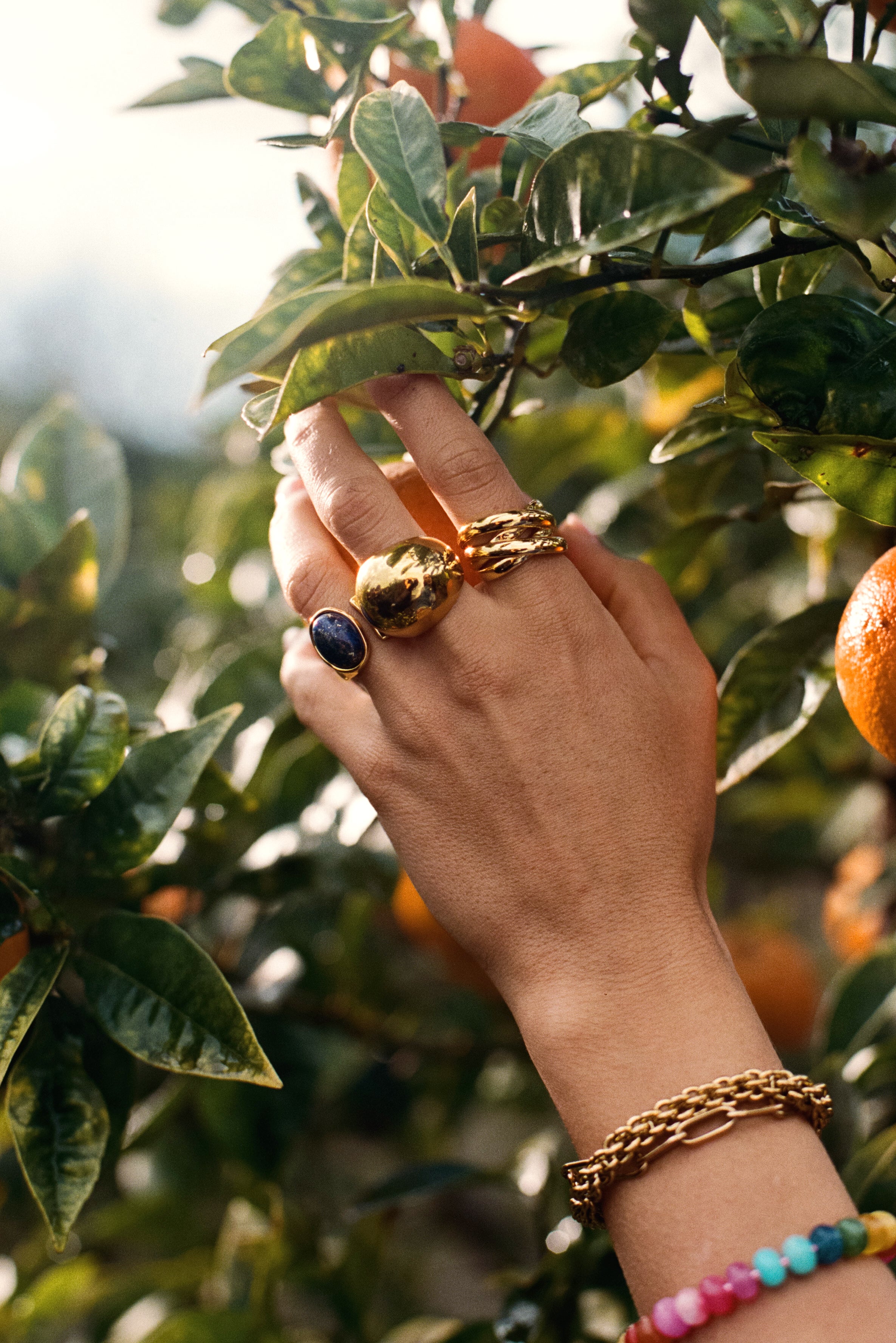 Índigo Blue Stainless Steel Gold Ring 