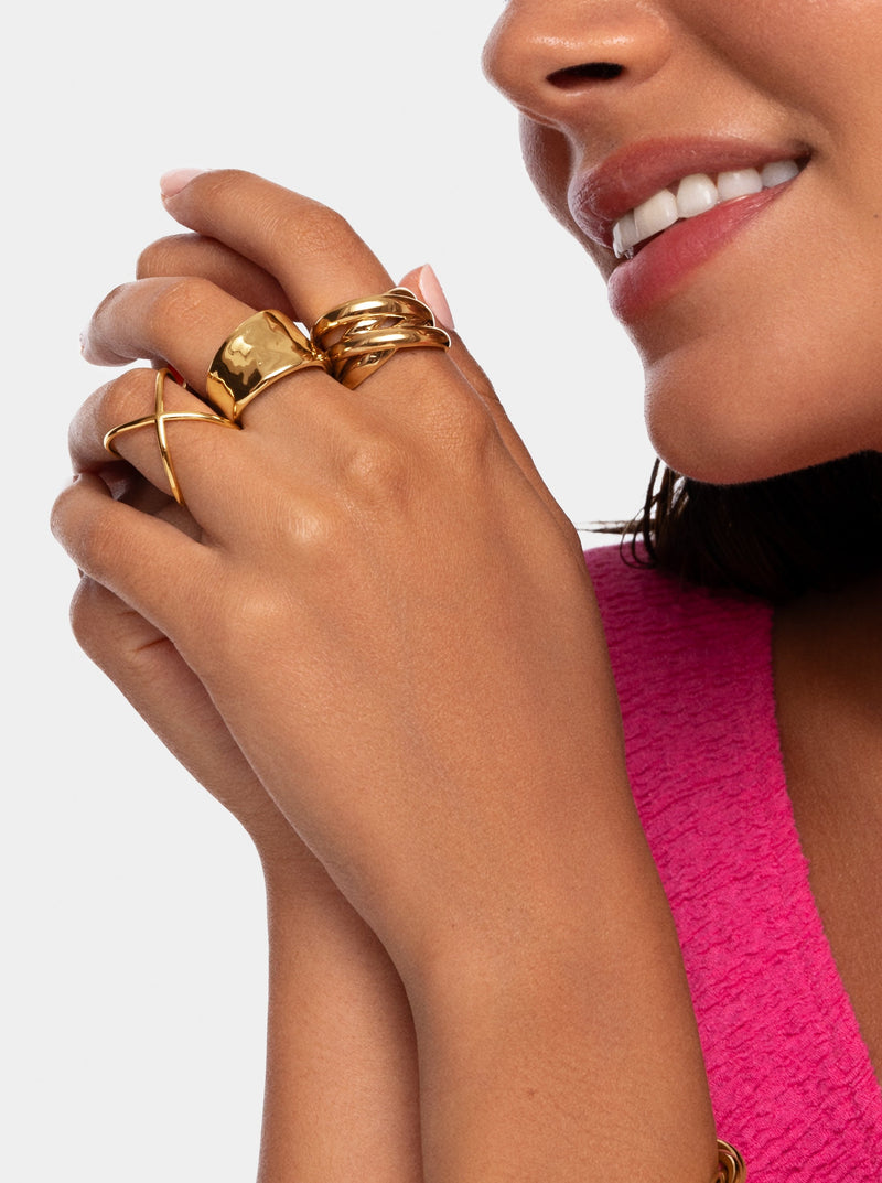 Double Cross Ring vergoldet