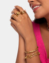 Anillo Double Cross Acero Baño Oro