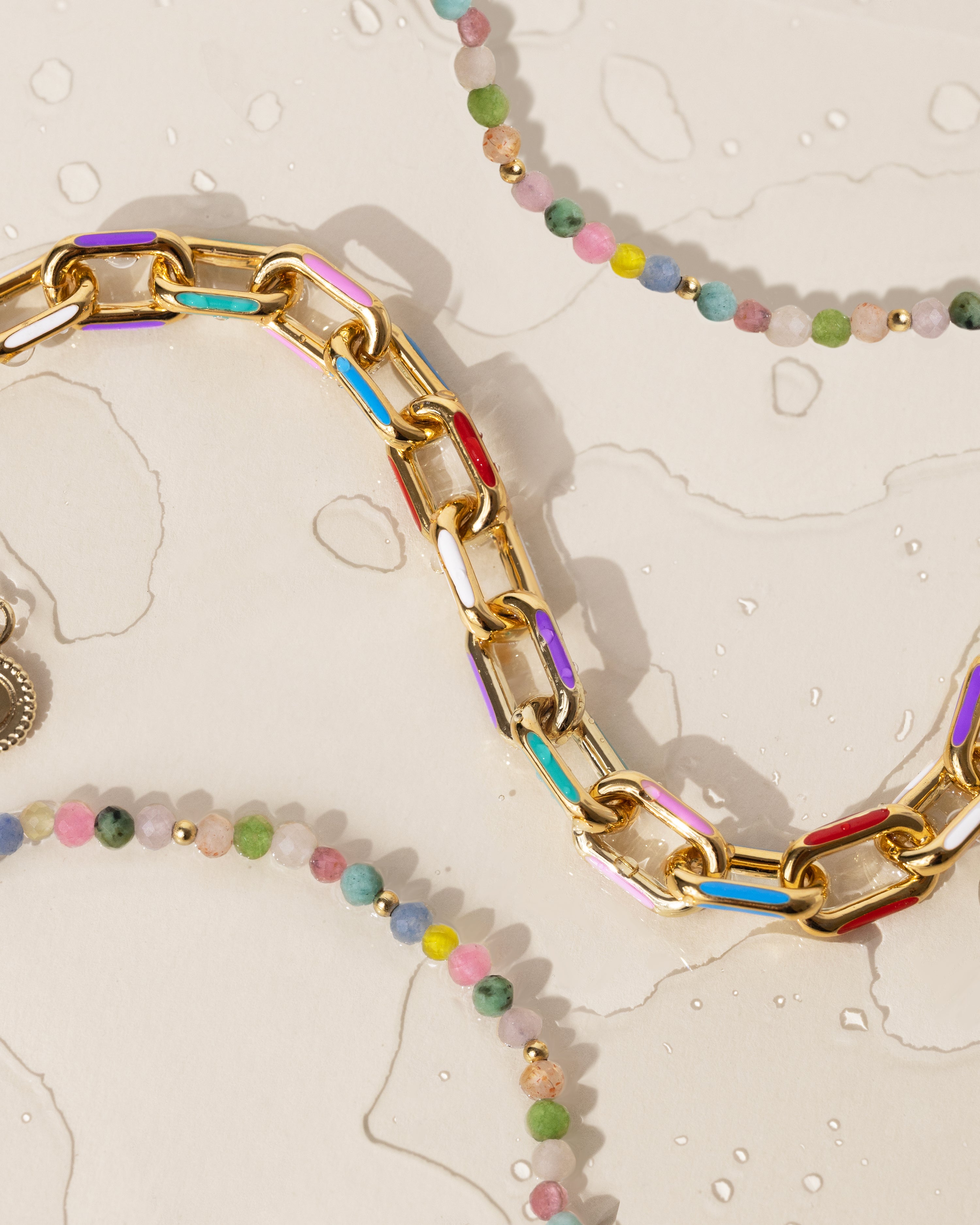 Link Rainbow Enamel Gold Bracelet