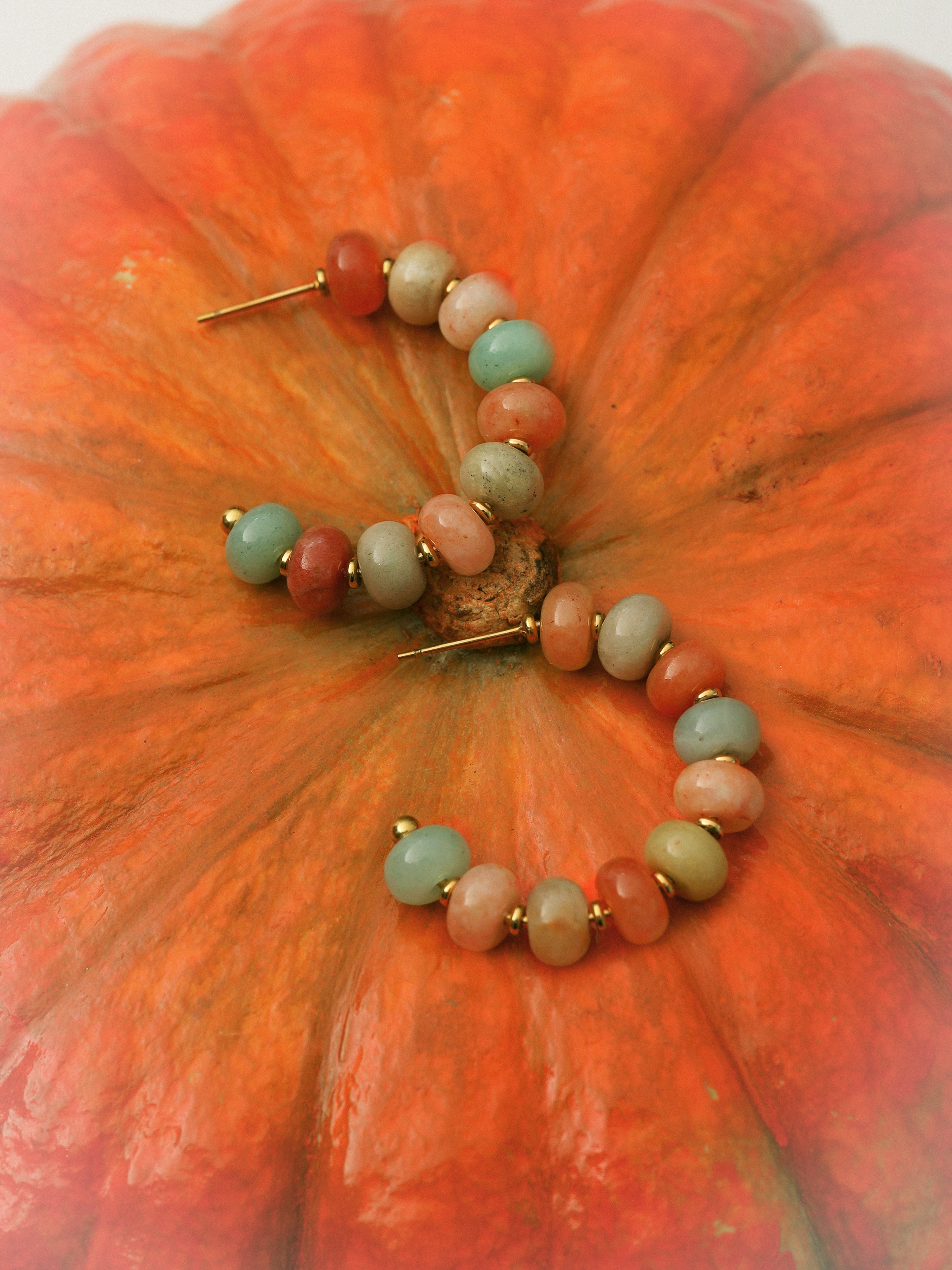 Ambar Stones Stainess Steel Gold Earrings 