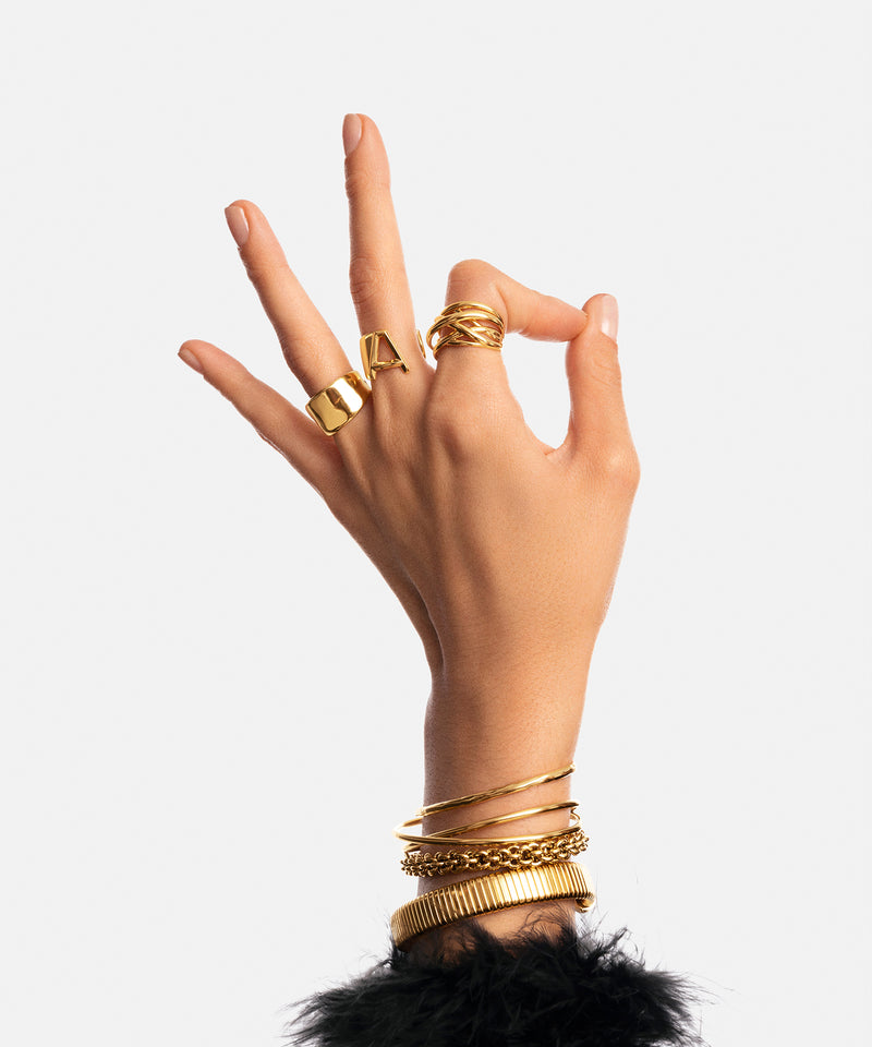 Ring My Ocean Edelstahl mit 18kt Goldbeschichtung