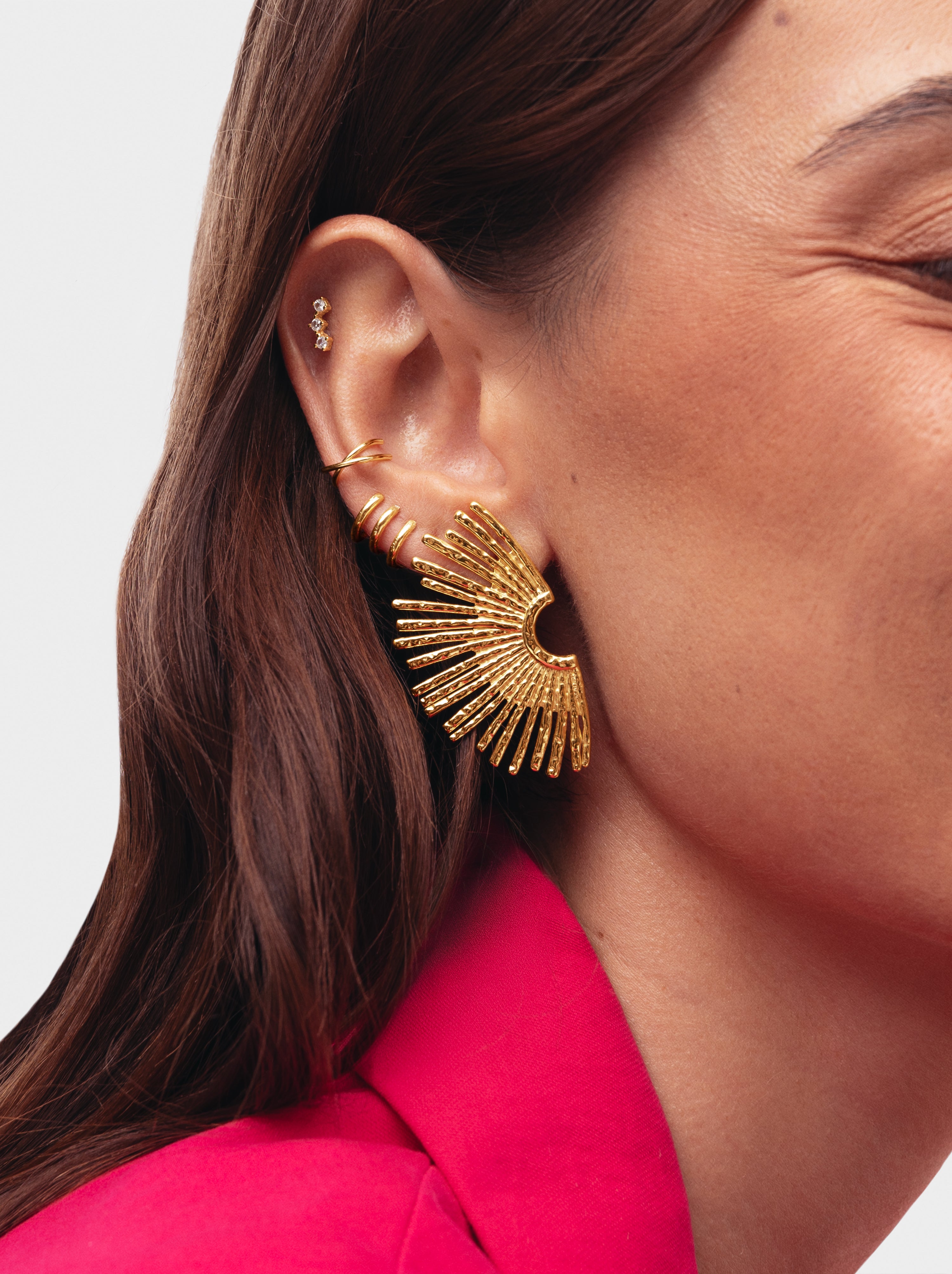 Three Gold Hoop Single earring