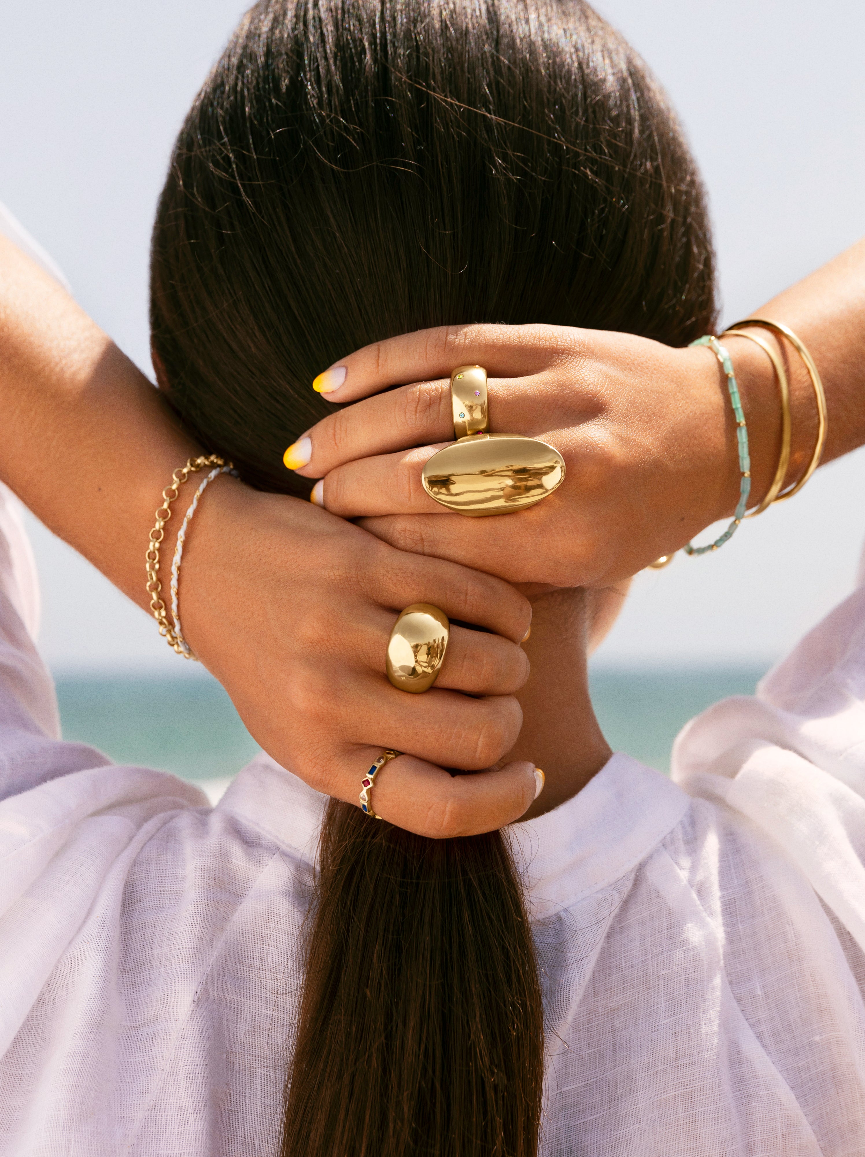 Anillo Curve Rainbow Baño Oro - Main Image