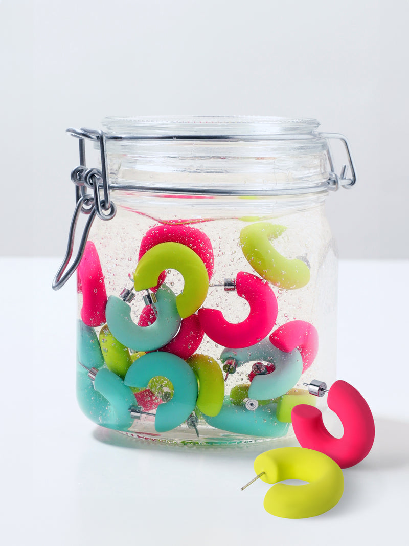 Gummy Türkis Creolen Edelstahl