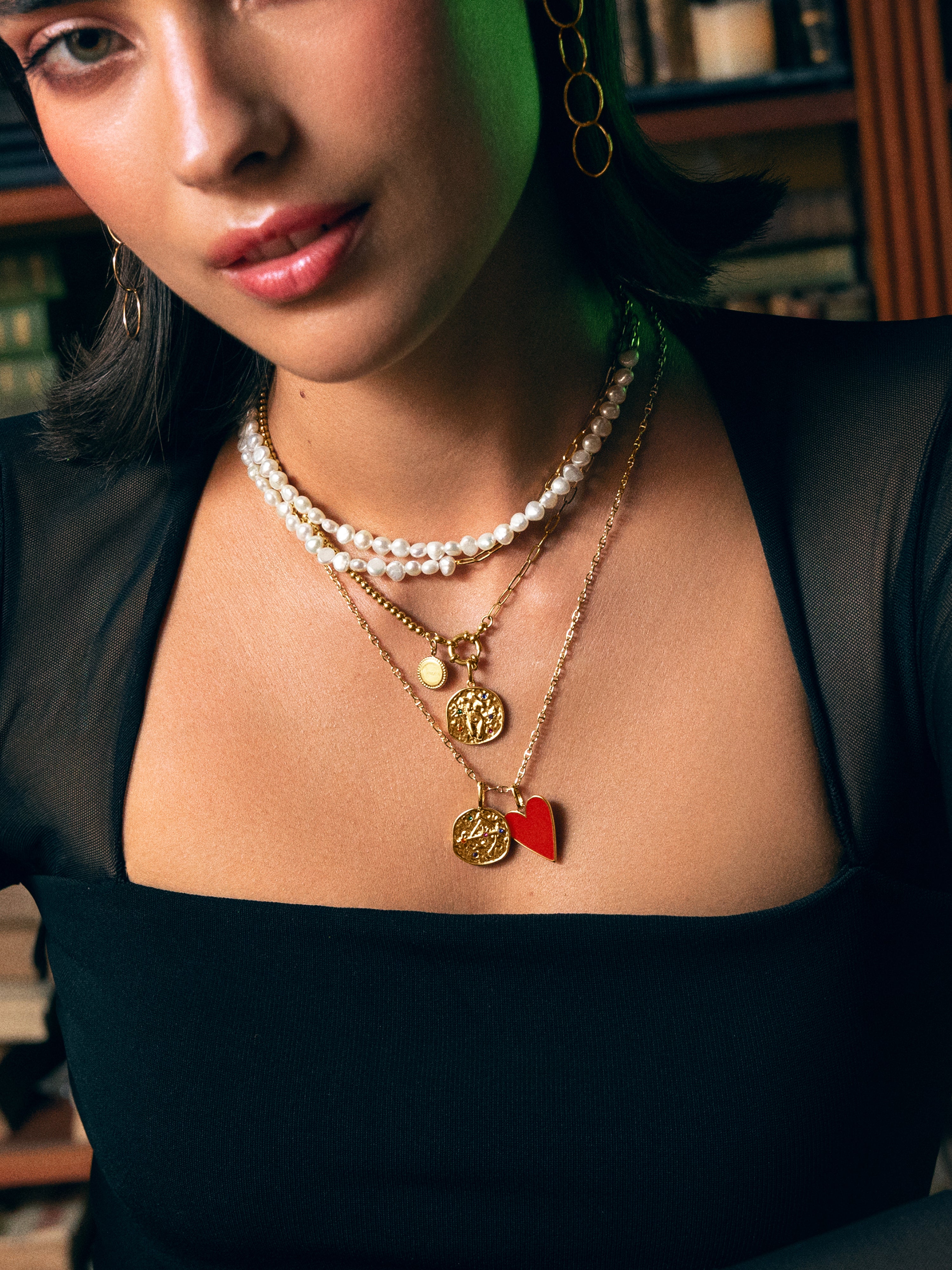 Chic Pearl Stainless Steel Gold Necklace