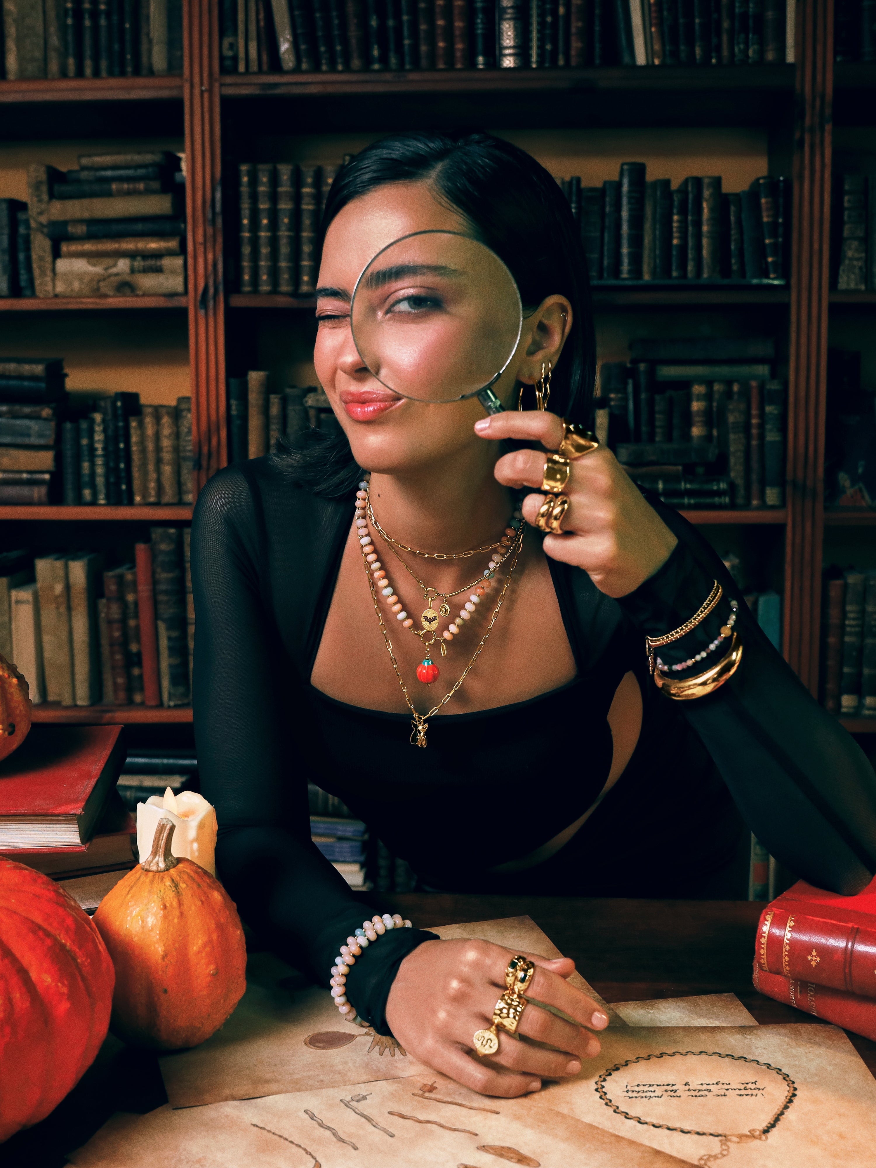 Collar Pumpkin Stones Acero Baño Oro