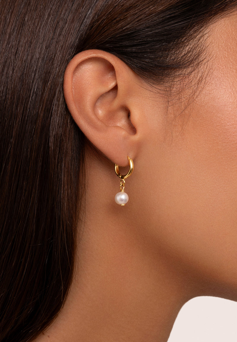 Aretes Pearl Plata Baño Oro