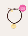 Pulsera Personalizada Medallion Marrón Acero Baño Oro