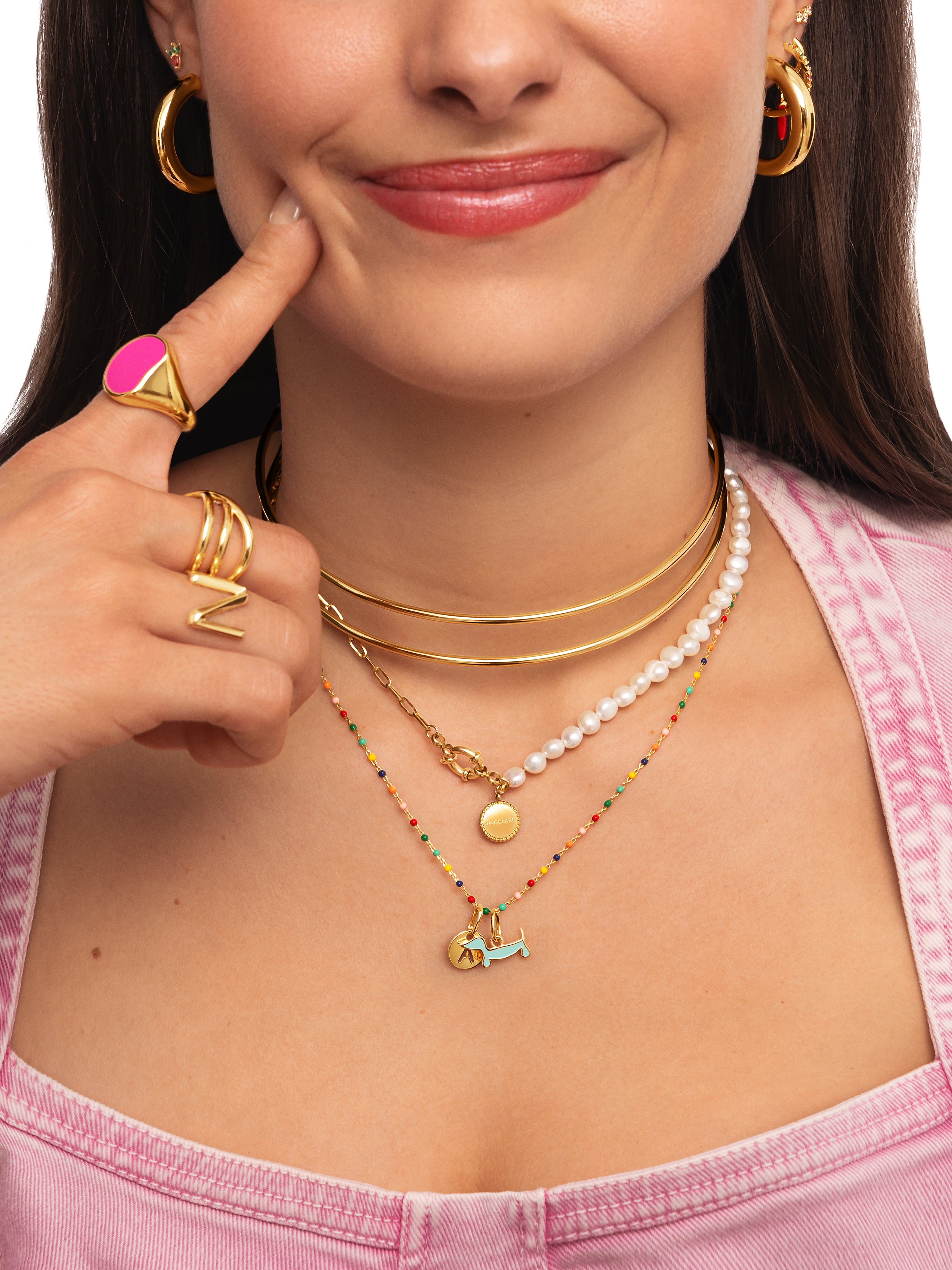 Charm Mini Perro Teckel Enamel Sky Baño Oro