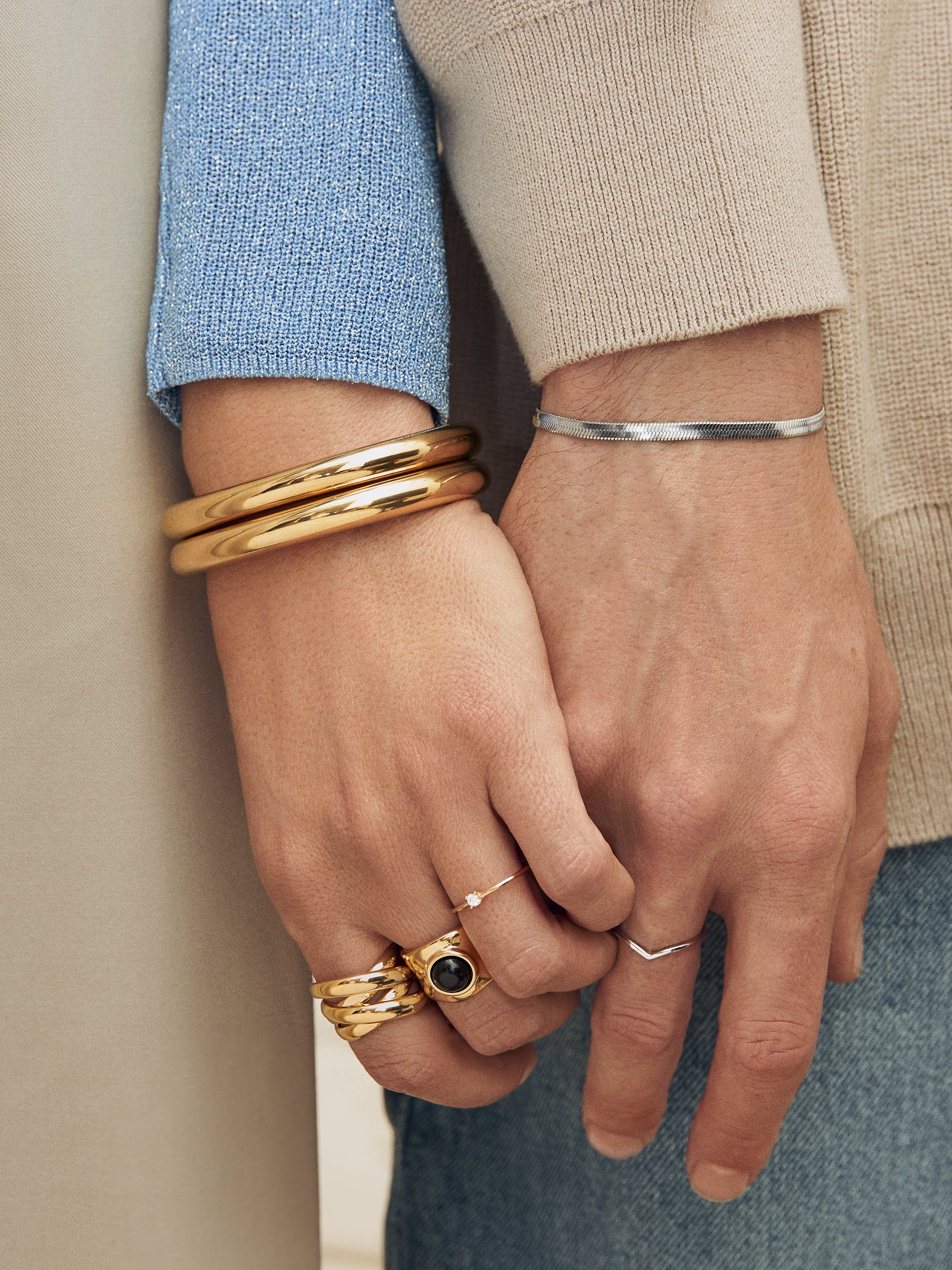 Anillo Double Cross Baño Oro