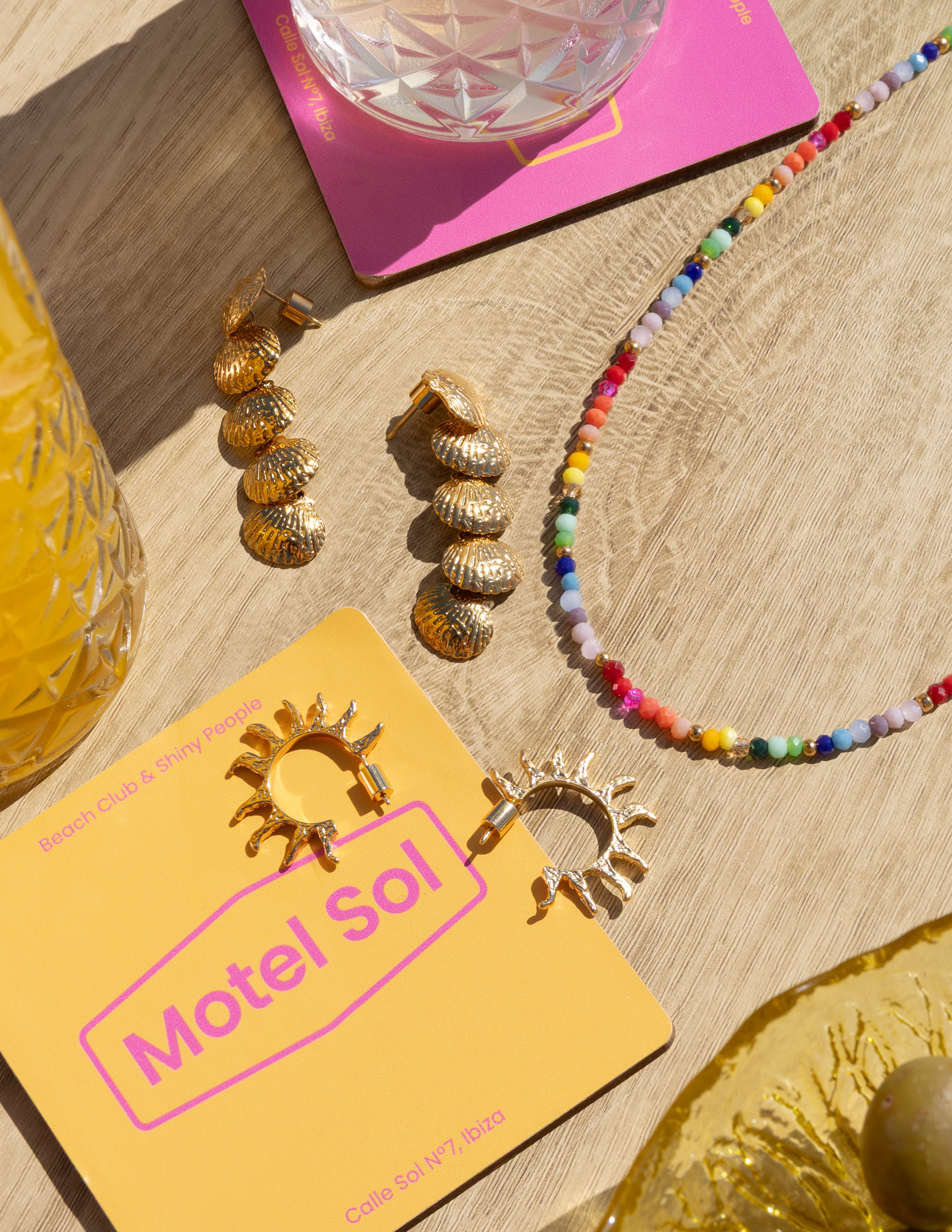 Collar Crystals Rainbow Acero Baño Oro