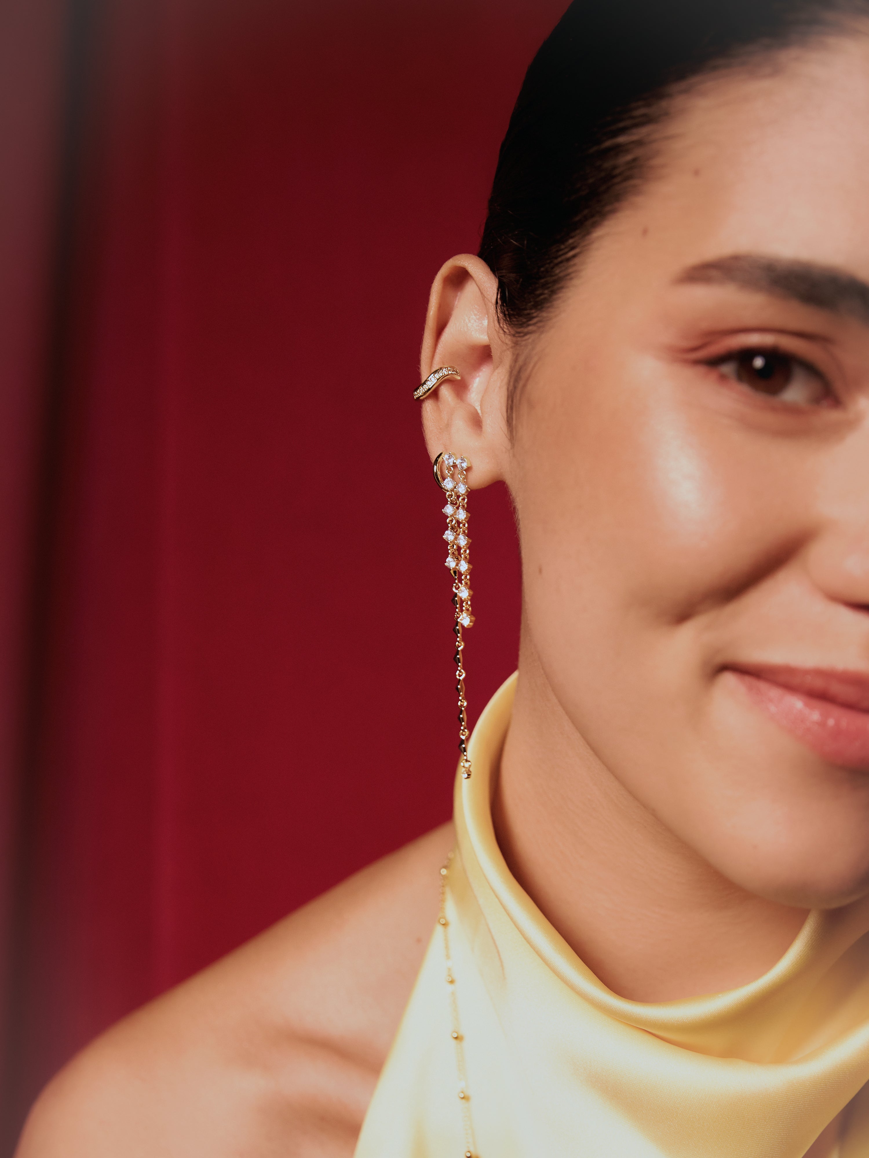 Pendiente Suelto Ear Cuff Hailey Baño Oro