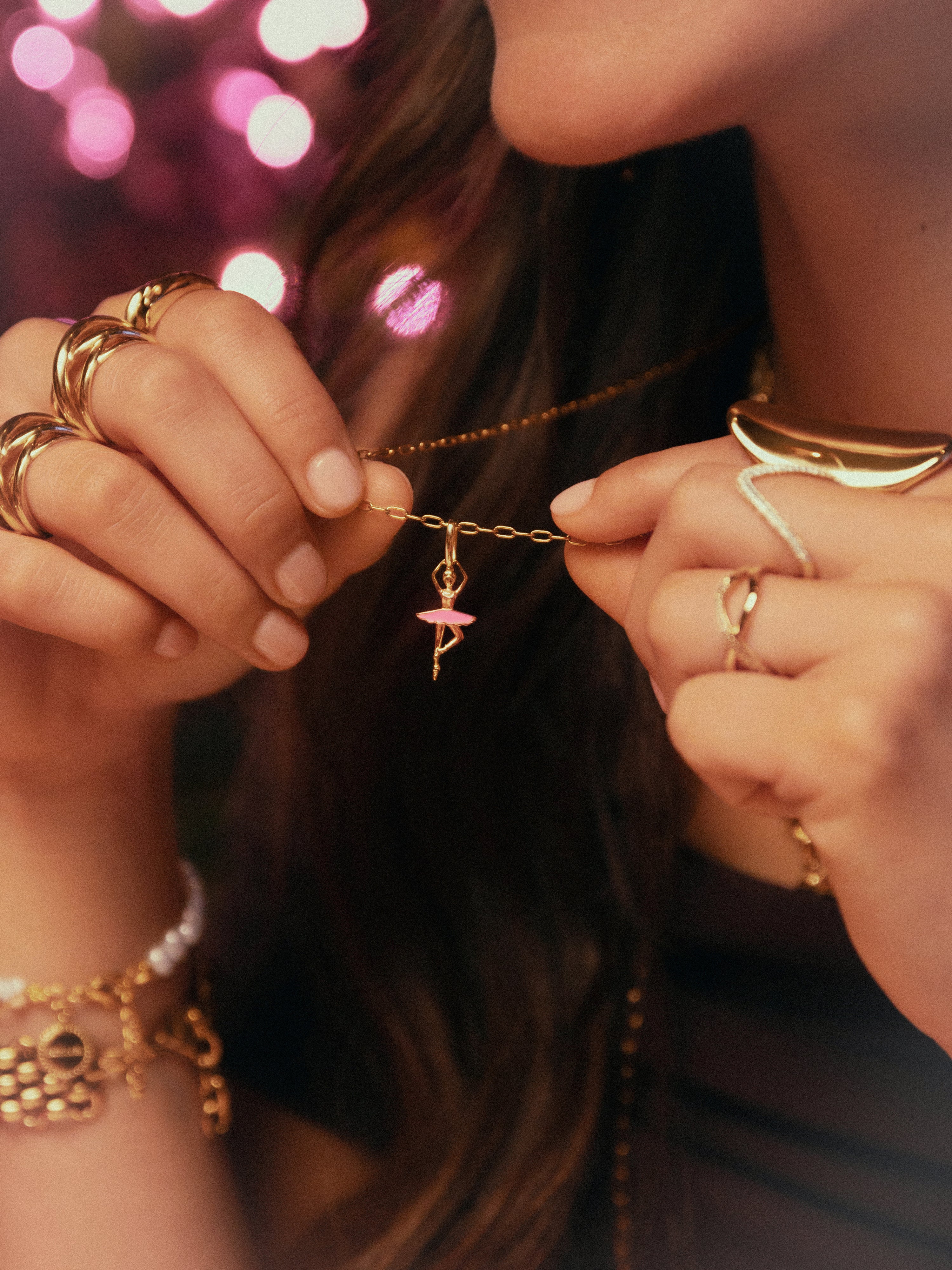 Ballerina-Charm, vergoldet