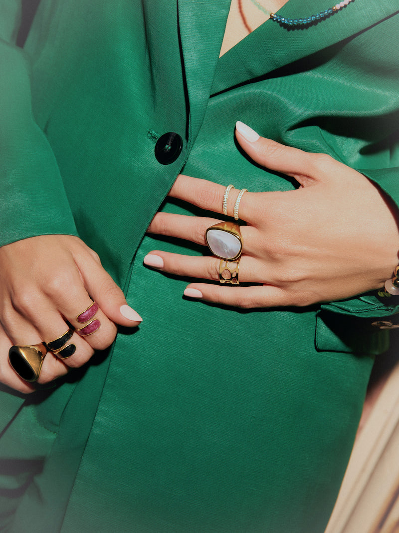 Abbraccio Black Ring Stahl, vergoldet