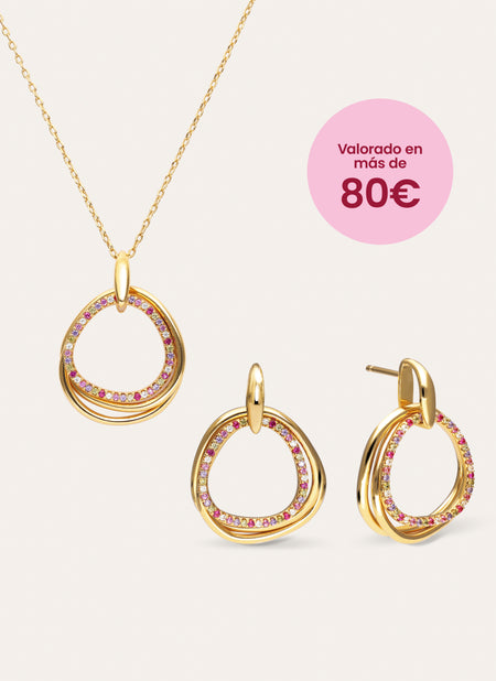 Pack Regalo Collar y Pendientes Oria Colors Baño Oro