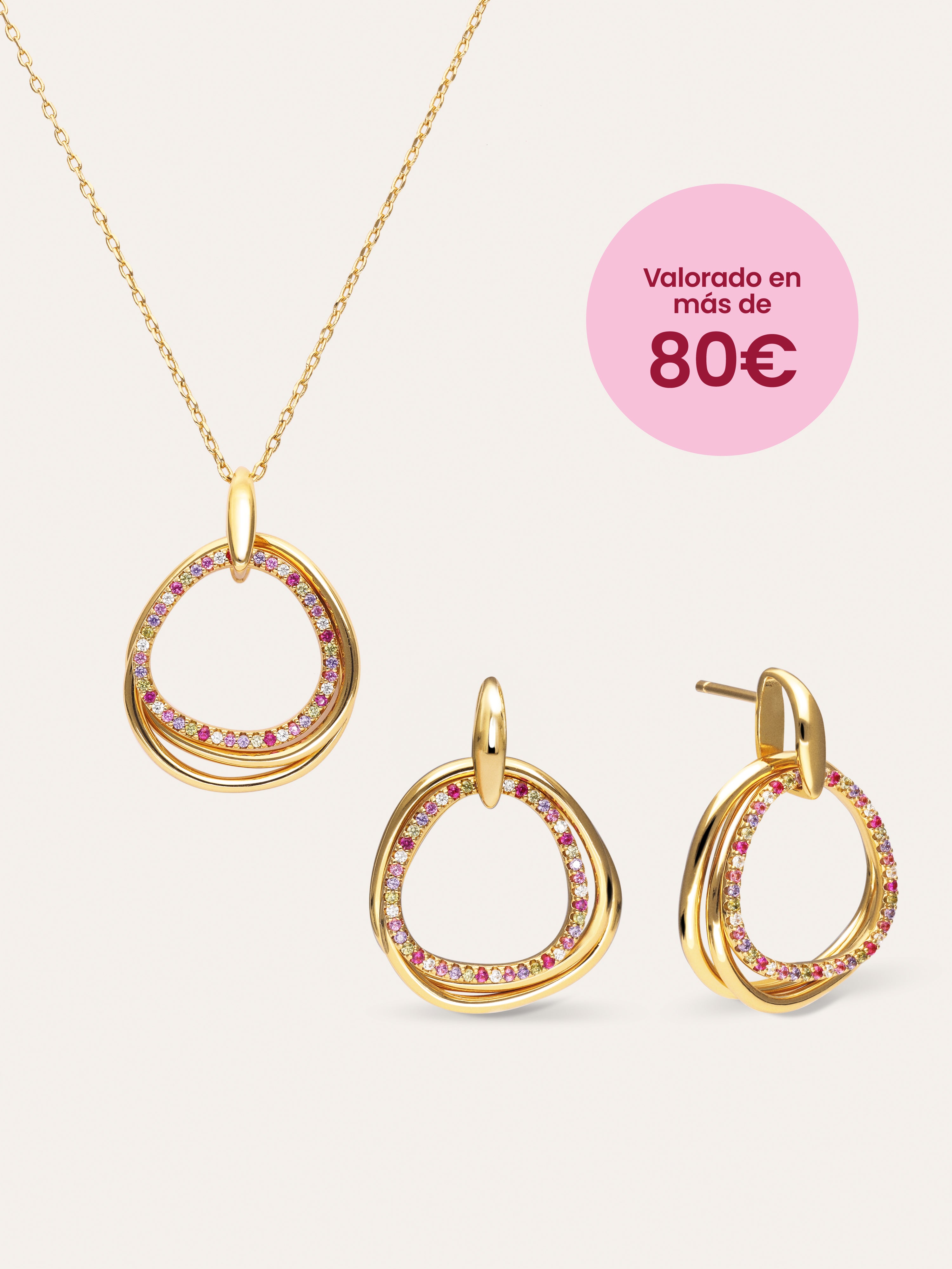 Pack Regalo Collar y Pendientes Oria Colors Baño Oro