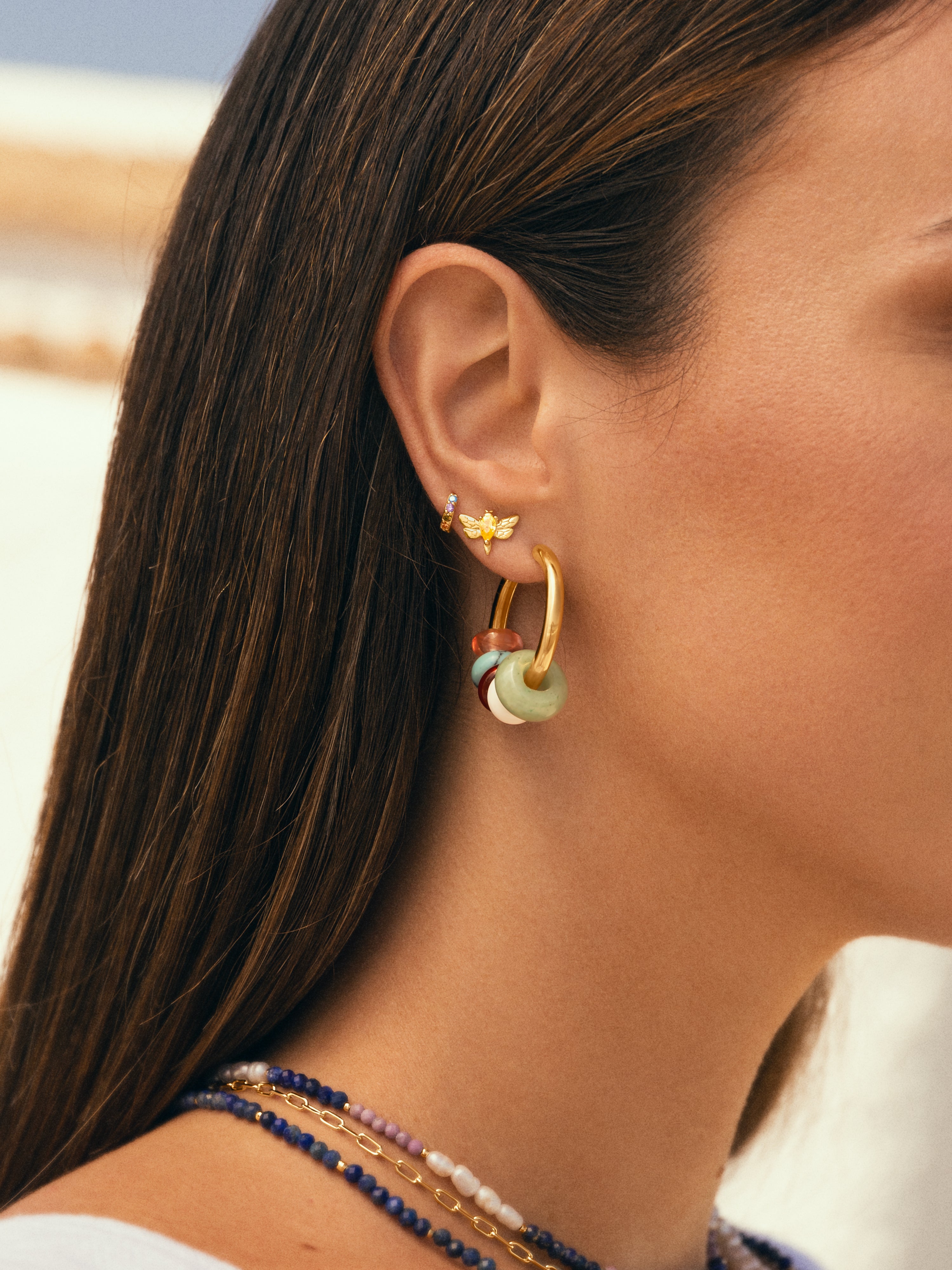 Cleo S Colors Gold Hoop Single Earring